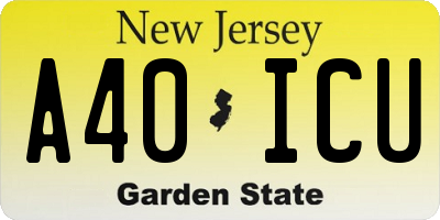 NJ license plate A40ICU