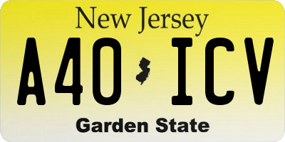 NJ license plate A40ICV