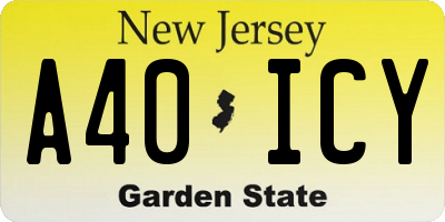NJ license plate A40ICY