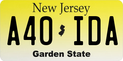 NJ license plate A40IDA