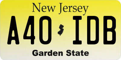 NJ license plate A40IDB