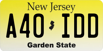 NJ license plate A40IDD