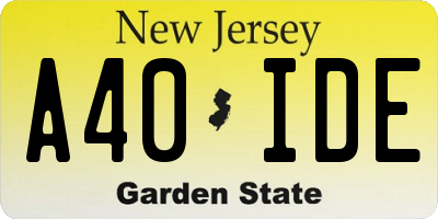 NJ license plate A40IDE