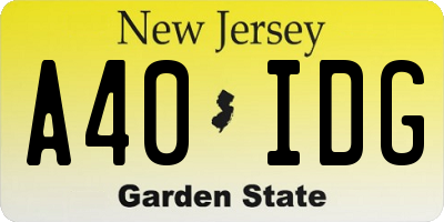 NJ license plate A40IDG