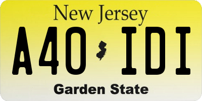 NJ license plate A40IDI