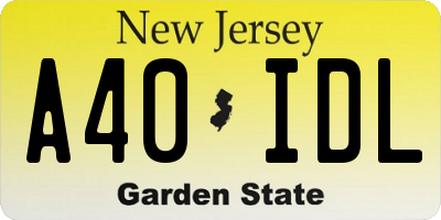 NJ license plate A40IDL