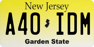 NJ license plate A40IDM