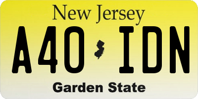 NJ license plate A40IDN