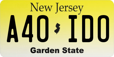 NJ license plate A40IDO