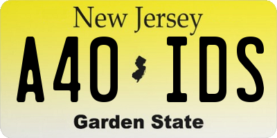NJ license plate A40IDS