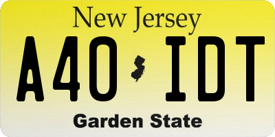 NJ license plate A40IDT