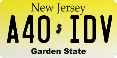 NJ license plate A40IDV