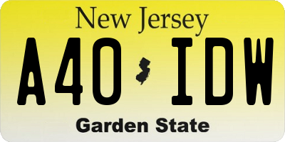 NJ license plate A40IDW
