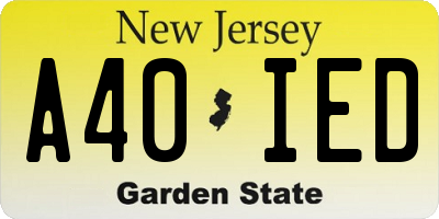 NJ license plate A40IED
