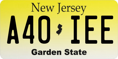 NJ license plate A40IEE