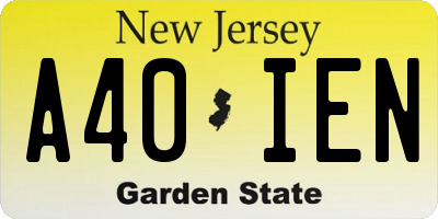 NJ license plate A40IEN