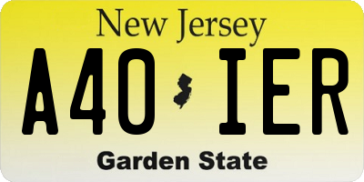 NJ license plate A40IER