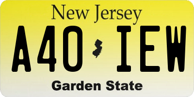 NJ license plate A40IEW