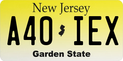 NJ license plate A40IEX