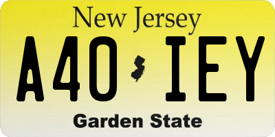NJ license plate A40IEY