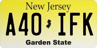NJ license plate A40IFK