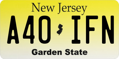 NJ license plate A40IFN