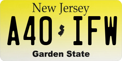 NJ license plate A40IFW