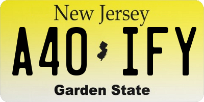 NJ license plate A40IFY