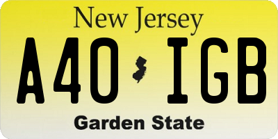 NJ license plate A40IGB