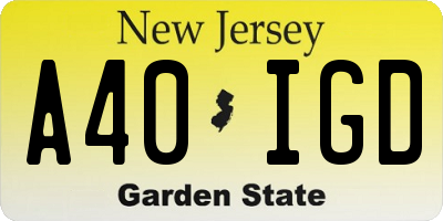 NJ license plate A40IGD