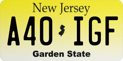 NJ license plate A40IGF