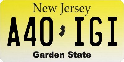 NJ license plate A40IGI
