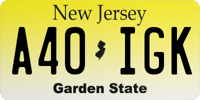 NJ license plate A40IGK