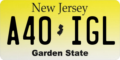 NJ license plate A40IGL