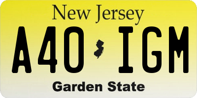 NJ license plate A40IGM