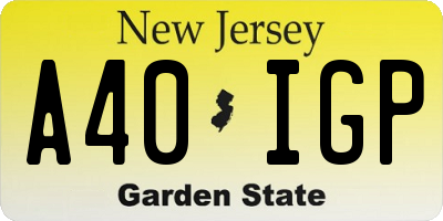 NJ license plate A40IGP