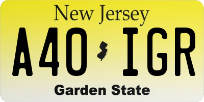 NJ license plate A40IGR