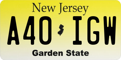NJ license plate A40IGW