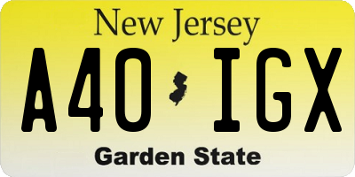 NJ license plate A40IGX