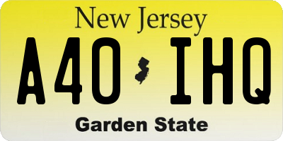NJ license plate A40IHQ
