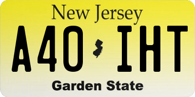 NJ license plate A40IHT