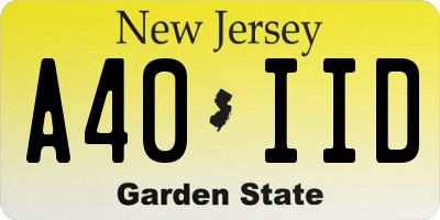 NJ license plate A40IID