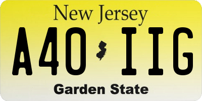 NJ license plate A40IIG