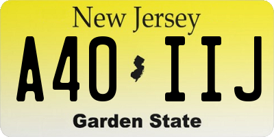 NJ license plate A40IIJ