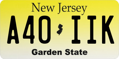 NJ license plate A40IIK