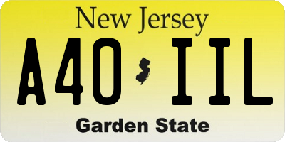 NJ license plate A40IIL