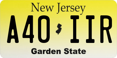 NJ license plate A40IIR