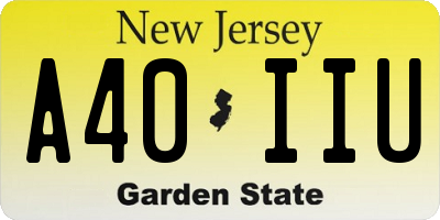 NJ license plate A40IIU