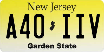 NJ license plate A40IIV