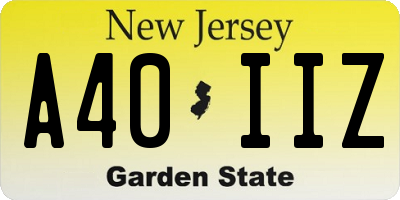 NJ license plate A40IIZ